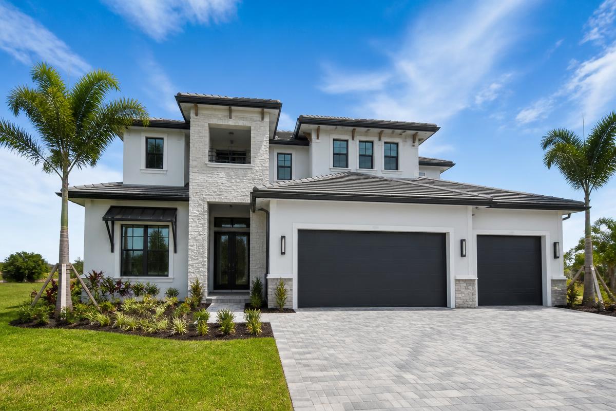 New construction coastal Florida home with three-car garage