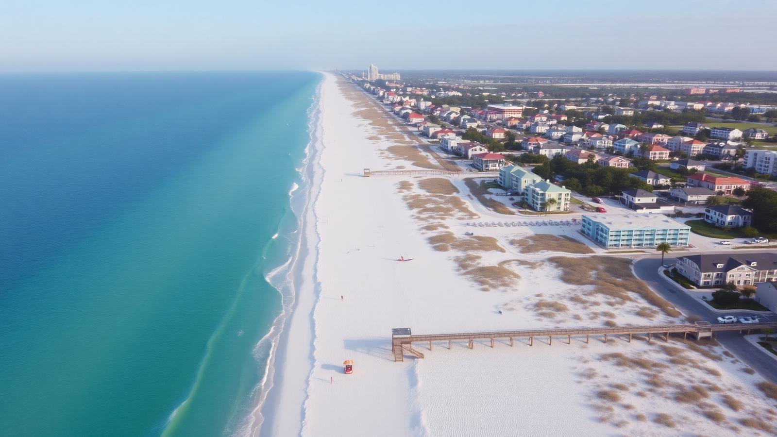 Emerald-green Gulf water along Panama City Beach in Bay County, Florida